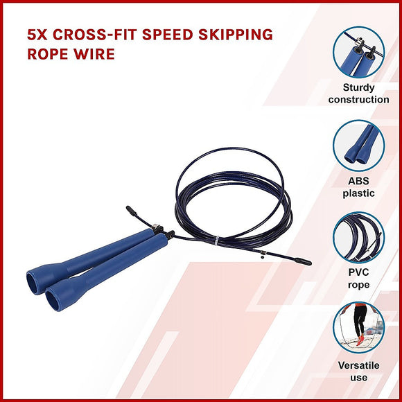 5x CrossFit Speed Skipping Rope Wire – Adjustable Jump Ropes for Fitness & Boxing