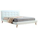 Queen PU Leather Deluxe Bed Frame White-1