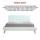 Queen PU Leather Deluxe Bed Frame White-7