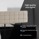 Linen Fabric Double Bed Deluxe Headboard Bedhead - Beige-8