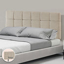Linen Fabric King Bed Deluxe Headboard Bedhead - Beige-2
