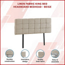Linen Fabric King Bed Deluxe Headboard Bedhead - Beige-3