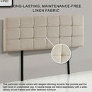 Linen Fabric King Bed Deluxe Headboard Bedhead - Beige-7