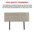 Linen Fabric King Bed Deluxe Headboard Bedhead - Beige-9