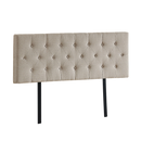 Linen Fabric Double Bed Deluxe Headboard Bedhead - Beige-1