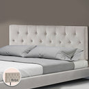 Linen Fabric Double Bed Deluxe Headboard Bedhead - Beige-2