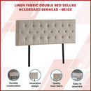 Linen Fabric Double Bed Deluxe Headboard Bedhead - Beige-3