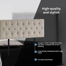 Linen Fabric Queen Bed Deluxe Headboard Bedhead - Beige-7
