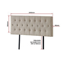 Linen Fabric Queen Bed Deluxe Headboard Bedhead - Beige-10