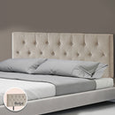 Linen Fabric King Bed Deluxe Headboard Bedhead - Beige-2