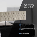 Linen Fabric King Bed Deluxe Headboard Bedhead - Beige-7