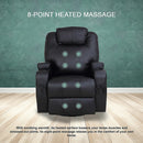 Black Massage Sofa Chair Recliner 360 Degree Swivel PU Leather Lounge 8 Point Heated-8