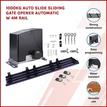 1000KG Auto Slide Sliding Gate Opener Automatic w 4m Rail - 0