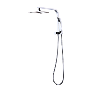 WELS 8" Rain Shower Head Set Square Dual Heads Faucet High Pressure Hand Held