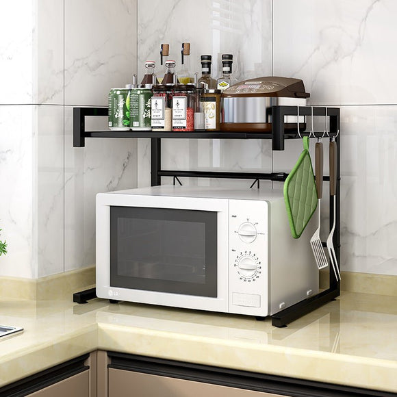 Adjustable Microwave Oven Storage Shelf Black - RnR Galore