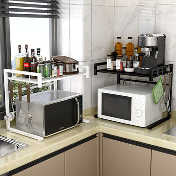 Adjustable Microwave Oven Storage Shelf Black - RnR Galore