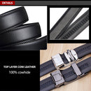 Adjustable Slide Luxury Leather Belt For Men's Automatic Buckle Ratchet Business Dress Belts (FB850215) - RnR Galore