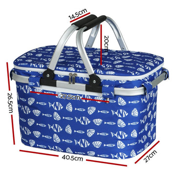 Alfresco Picnic Basket Folding Bag Hamper Food Insulated Cover Storage - RnR Galore
