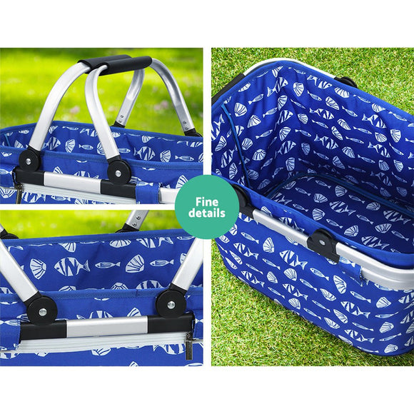 Alfresco Picnic Basket Folding Bag Hamper Food Insulated Storage - RnR Galore