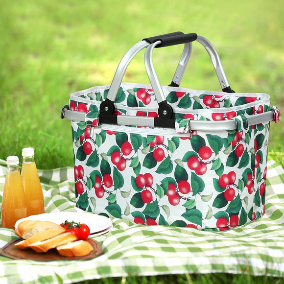 Alfresco Picnic Basket Set Folding Bag Hamper Insulated Food Storage - RnR Galore