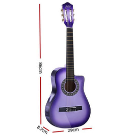 Alpha 34 Inch Classical Guitar Wooden Body Nylon String Beginner Kids Gift Purple - RnR Galore