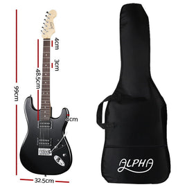 Alpha 41 Inch Electirc Guitar Humbucker Pickup Switch Full Size Black - RnR Galore