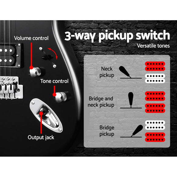 Alpha 41 Inch Electirc Guitar Humbucker Pickup Switch Full Size Black - RnR Galore