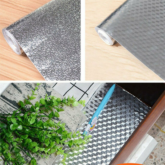 Aluminum Foil Sticker Self Adhesive Oil - proof Waterproof Kitchen Cabinet Wall(60*300cm) - RnR Galore