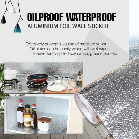 Aluminum Foil Sticker Self Adhesive Oil - proof Waterproof Kitchen Cabinet Wall(60*300cm) - RnR Galore