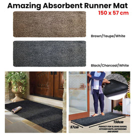 Amazing Absorbent Runner Mat 150 x 57 cm Black/Charcoal/White - RnR Galore