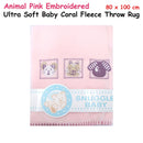 Animal Pink Embroidered Polar Fleece Baby Blanket 80 x 100 cm - RnR Galore