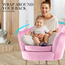 Armchair Lounge Chair Accent Velvet Shell Scallop + Round Ottoman Footstool PINK - RnR Galore