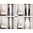 Artiss 2X 132x160cm Blockout Sheer Curtains Black - RnR Galore