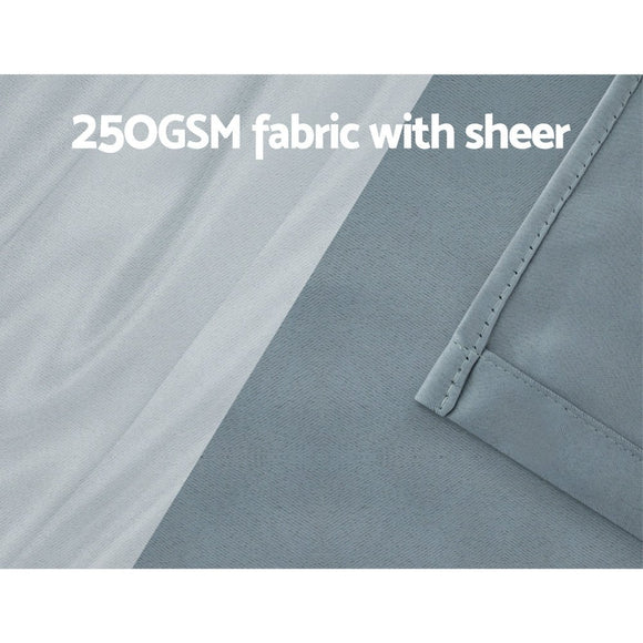 Artiss 2X 132x160cm Blockout Sheer Curtains Light Grey - RnR Galore