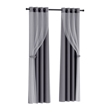 Artiss 2X 132x213cm Blockout Sheer Curtains Charcoal - RnR Galore