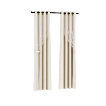 Artiss 2X 132x274cm Blockout Sheer Curtains Beige - RnR Galore