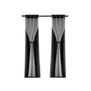 Artiss 2X 132x274cm Blockout Sheer Curtains Black - RnR Galore