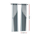Artiss 2X 132x274cm Blockout Sheer Curtains Light Grey - RnR Galore