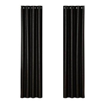 Artiss 2X Blockout Curtains Eyelet 140x230cm Black Shine - RnR Galore