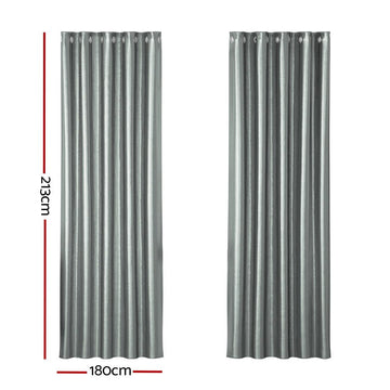 Artiss 2X Blockout Curtains Eyelet 180x213cm Grey Shine - RnR Galore