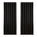 Artiss 2X Blockout Curtains Eyelet 240x230cm Black Shine - RnR Galore