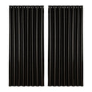 Artiss 2X Blockout Curtains Eyelet 300x230cm Black Shine - RnR Galore