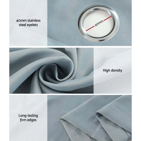 Artiss 2X Blockout Curtains Eyelet 300x230cm Grey - RnR Galore