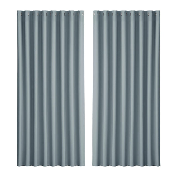 Artiss 2X Blockout Curtains Eyelet 300x230cm Grey - RnR Galore