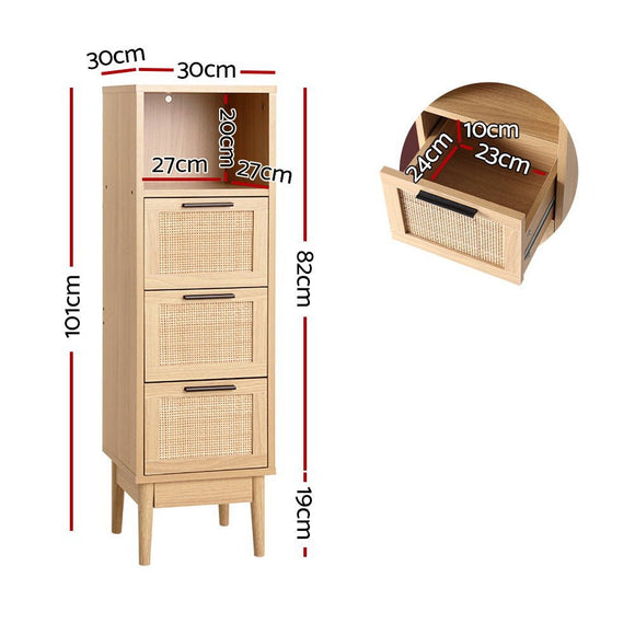 Artiss 3 Chest of Drawers with Shelf - BRIONY Oak - RnR Galore