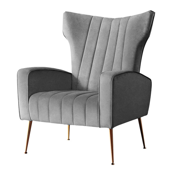 Artiss Armchair Grey Velvet Kate - RnR Galore