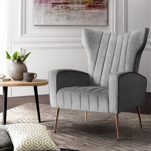 Artiss Armchair Grey Velvet Kate - RnR Galore