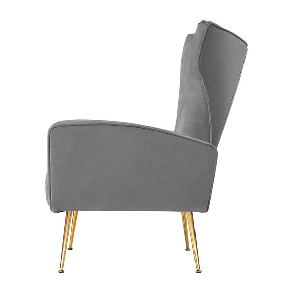 Artiss Armchair Grey Velvet Kate - RnR Galore