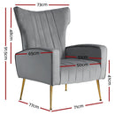 Artiss Armchair Grey Velvet Kate - RnR Galore