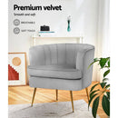 Artiss Armchair Lounge Accent Chair Armchairs Sofa Chairs Velvet Grey Couch - RnR Galore